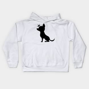 Chihuahua Royalty Silhouette in its Crown Kids Hoodie